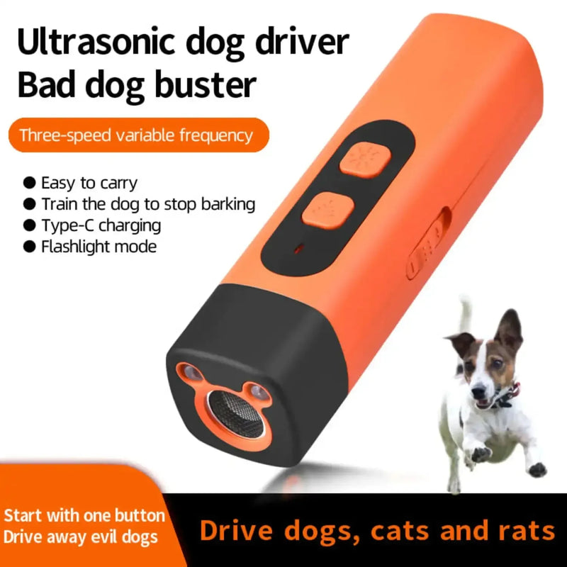 Ultrasonic Dog Bark Deterrent Rechargeable LED Flashlight Pet Training Anti Bark Device for Dogs Control Trainer
