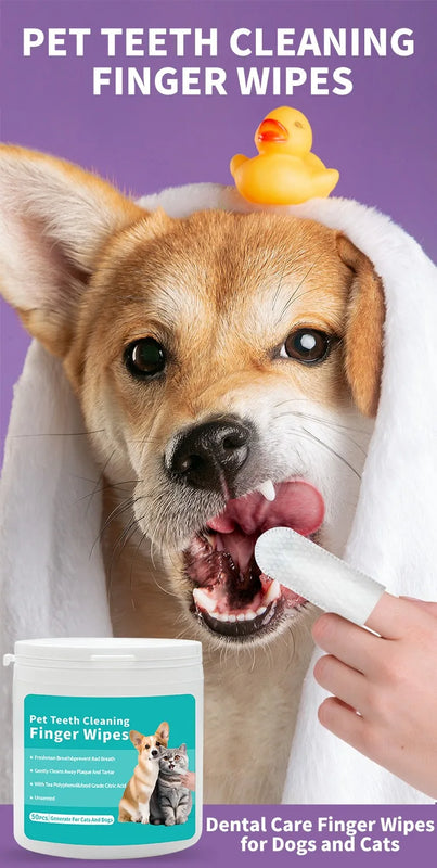 Pet Finger Toothbrush Wipes | Disposable Dental Hygiene Kit for Dogs & Cats