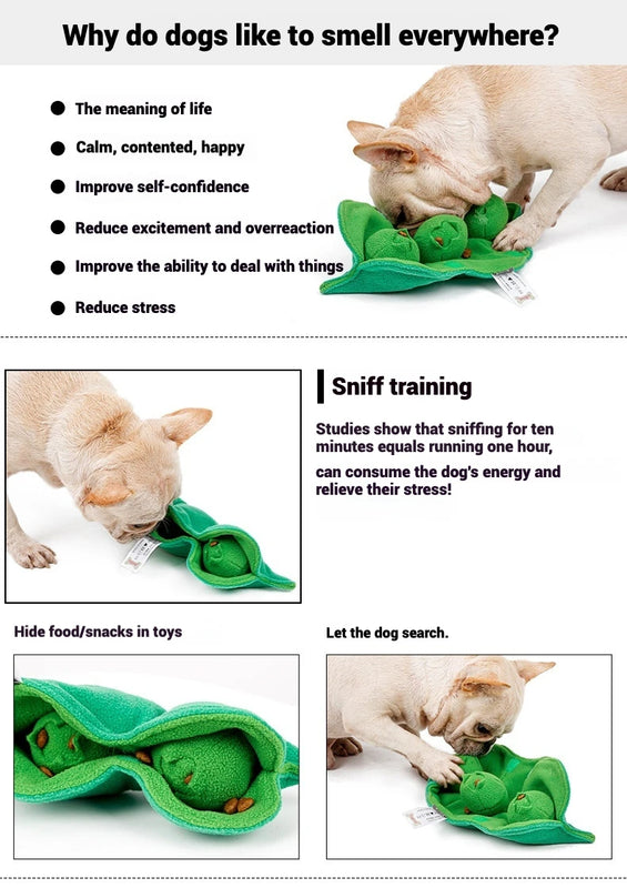 Pea Pod Snuffle Toy | Squeaky Treat-Hiding Plush for Dogs