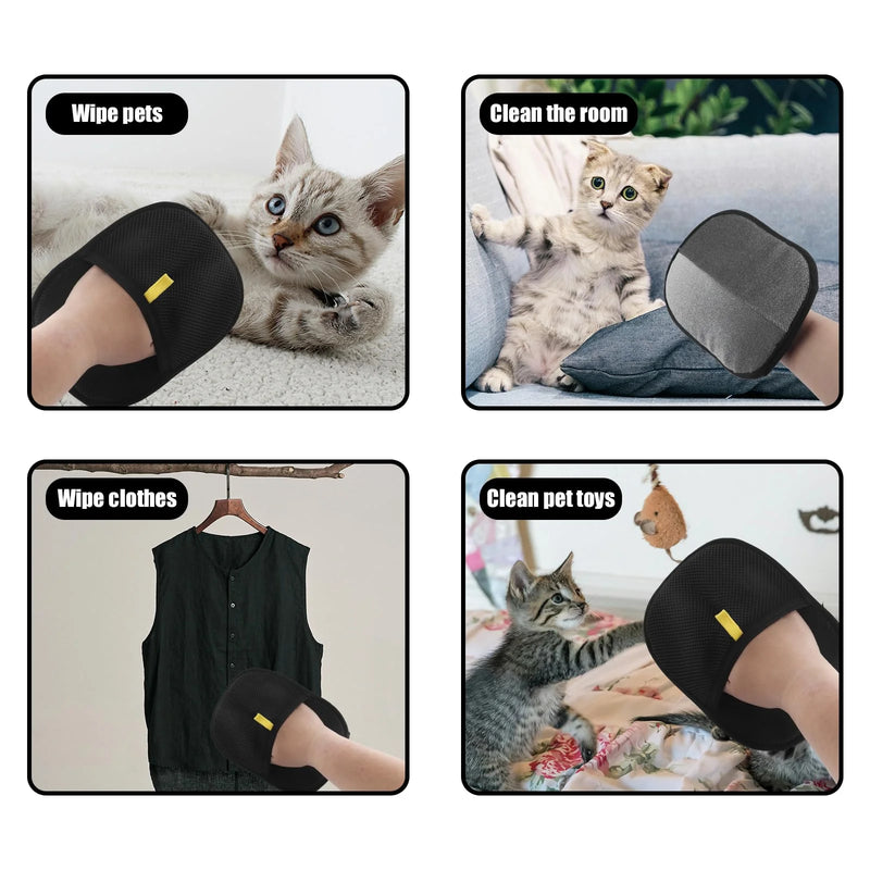 Pet Hair Removal Gloves | Reusable Double-Sided Grooming Mitts for Furniture & Pets