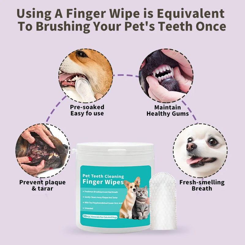 Pet Finger Toothbrush Wipes | Disposable Dental Hygiene Kit for Dogs & Cats