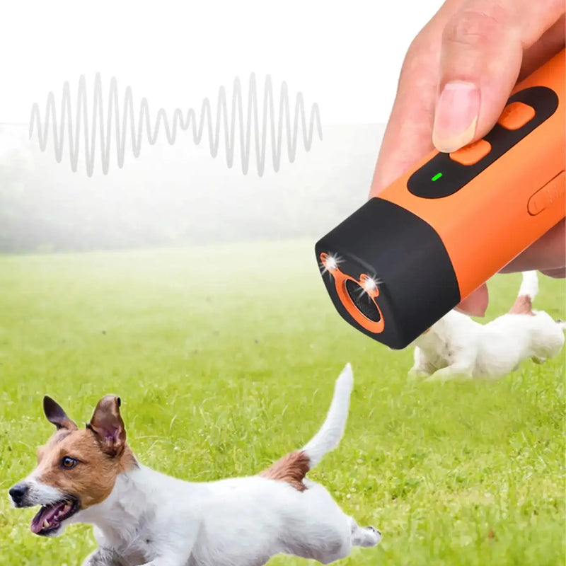 Ultrasonic Dog Bark Deterrent Rechargeable LED Flashlight Pet Training Anti Bark Device for Dogs Control Trainer