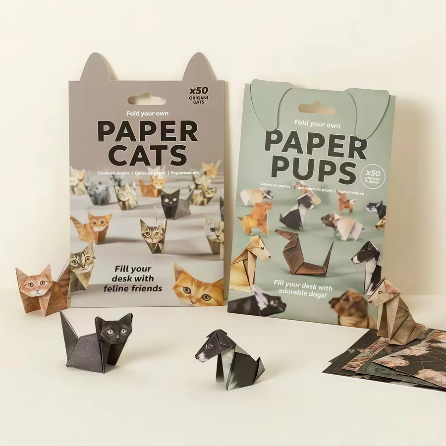 DIY 3D Origami Animal Kit 50-Pack | Foldable Paper Cats, Dogs & Dinosaurs