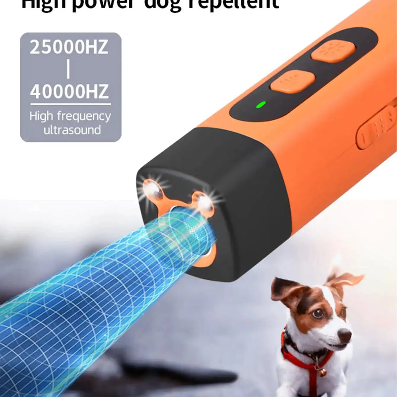 Ultrasonic Dog Bark Deterrent Rechargeable LED Flashlight Pet Training Anti Bark Device for Dogs Control Trainer