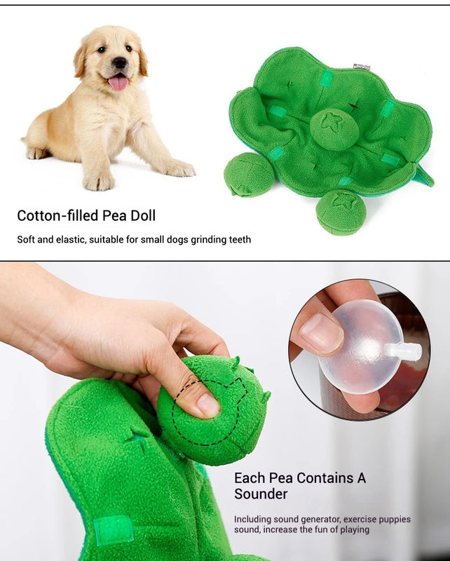 Pea Pod Snuffle Toy | Squeaky Treat-Hiding Plush for Dogs