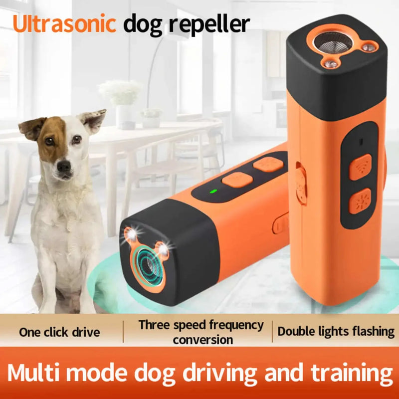 Ultrasonic Dog Bark Deterrent Rechargeable LED Flashlight Pet Training Anti Bark Device for Dogs Control Trainer