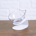New Inclined Cat Food Bowl Cat Ear Oblique Mouth Transparent Single Pet Bowl