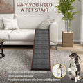 PawHut Dog Ramp For Bed, Pet Ramp For Dogs With Non-Slip Carpet And Top Platform, 74 X 16 X 25, Brown