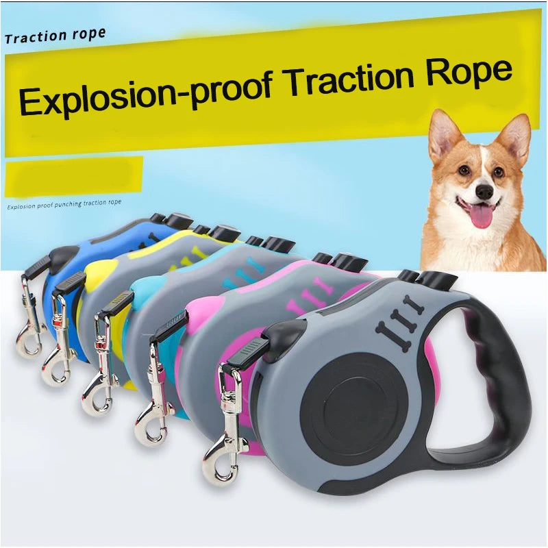 3m 5m Dog Leash for Small Medium Large Dogs Cats Automatic Retractable Strong Nylon Puppy Travel Walking Hiking Traction Rope