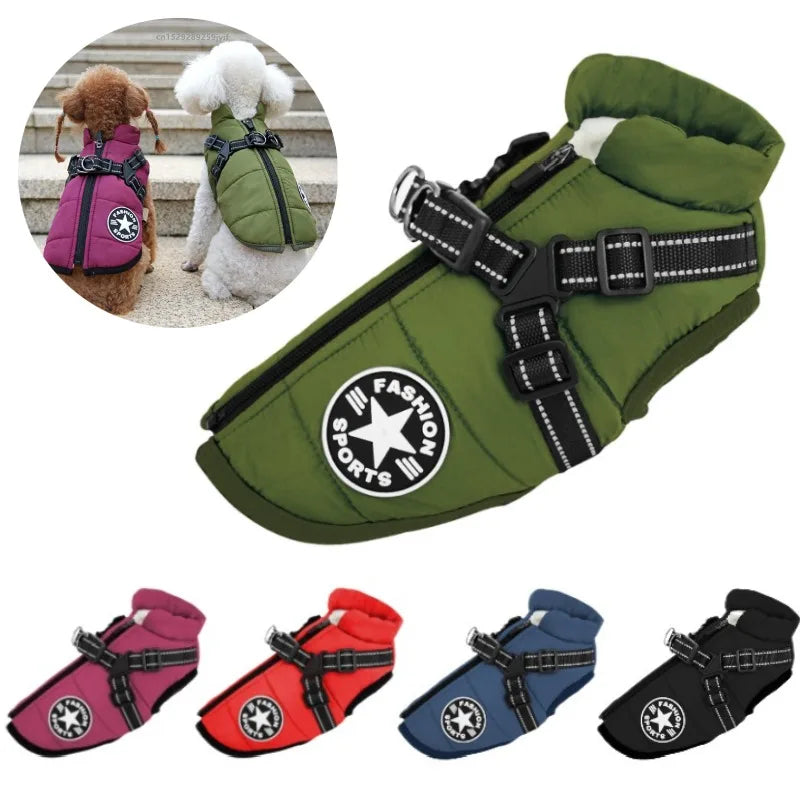 Waterproof Dog Winter Jacket with Harness Ring | Warm Vest for Small Dogs
