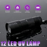 UV Pet Stain Detector Flashlight | 12-LED Black Light for Dog Urine & Bed Bugs