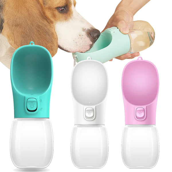 PawHappiness portable leak-proof dog water bottle with fold-out bowl for walks and travel