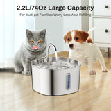 2.2L Automatic Pet Water Fountain | Stainless Steel Circulating Filter Dispenser