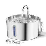 2.2L Stainless Steel Pet Water Fountain | Silent Pump with Filtering Window