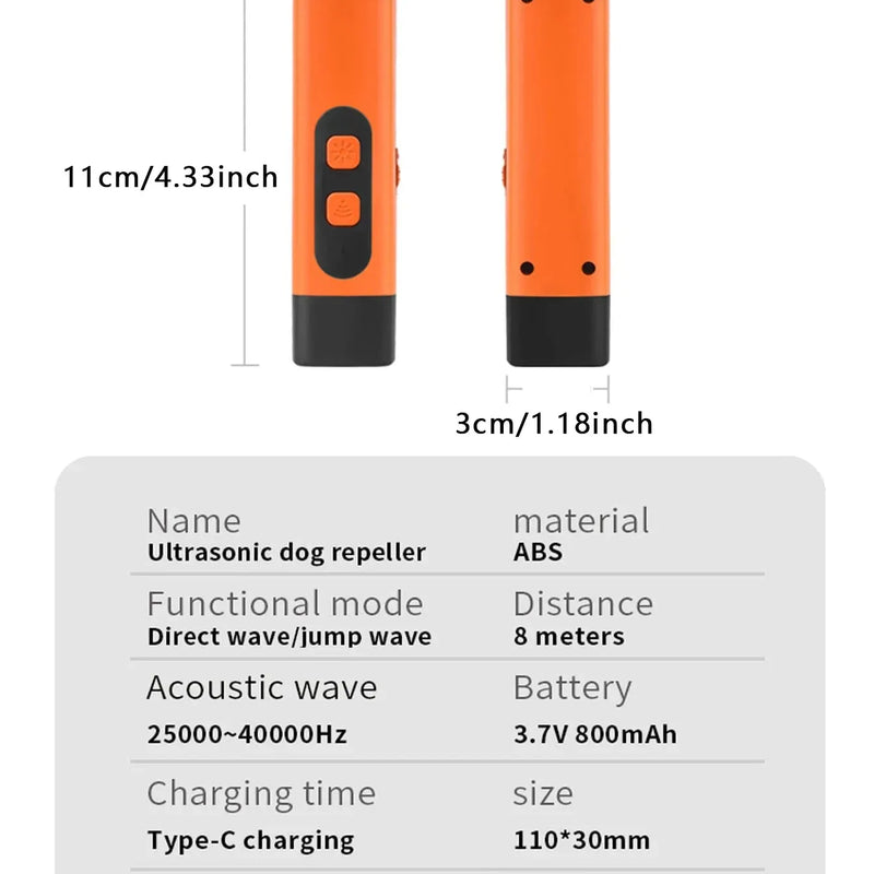 Ultrasonic Dog Bark Deterrent Rechargeable LED Flashlight Pet Training Anti Bark Device for Dogs Control Trainer