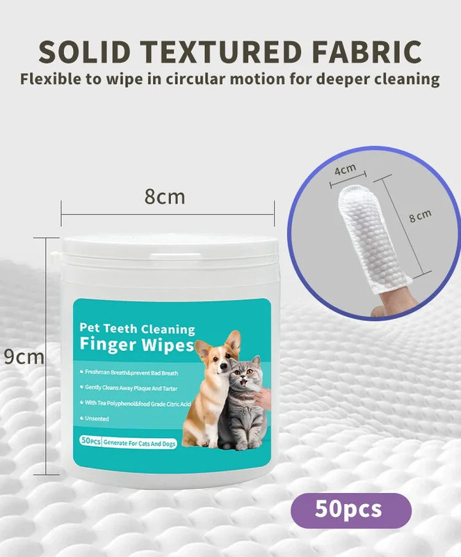 Pet Finger Toothbrush Wipes | Disposable Dental Hygiene Kit for Dogs & Cats