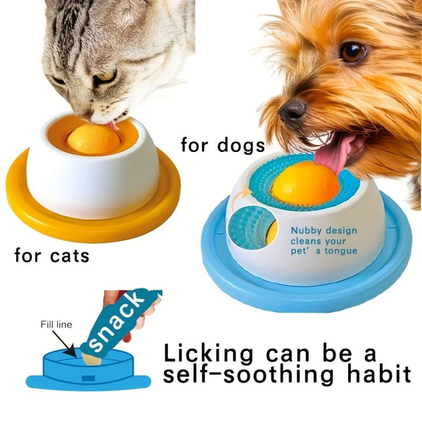PawHappiness silicone lick mat slow feeder with suction base spread with treats for dogs and cats