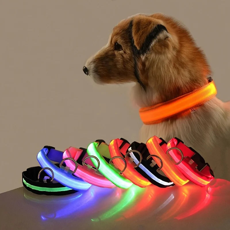 LED Glow-in-the-Dark Dog Leash & Collar Set | Night Safety Fluorescent Lead