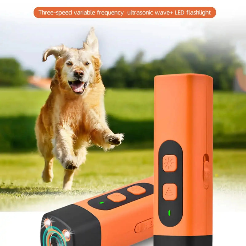 Ultrasonic Dog Bark Deterrent Rechargeable LED Flashlight Pet Training Anti Bark Device for Dogs Control Trainer