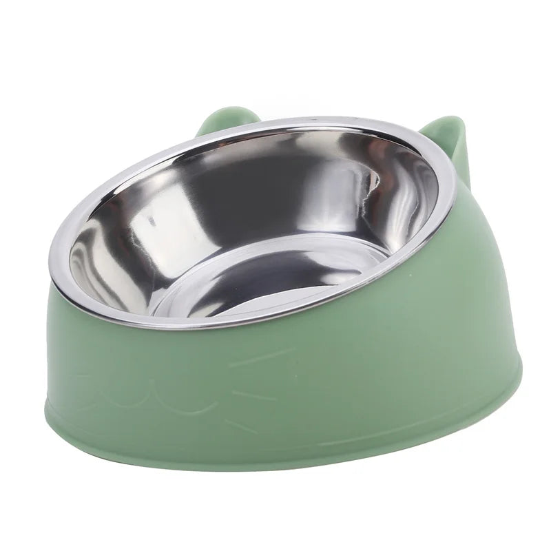 Tilted Stainless Steel Pet Bowls | Ergonomic Feeding Set for Dogs & Cats