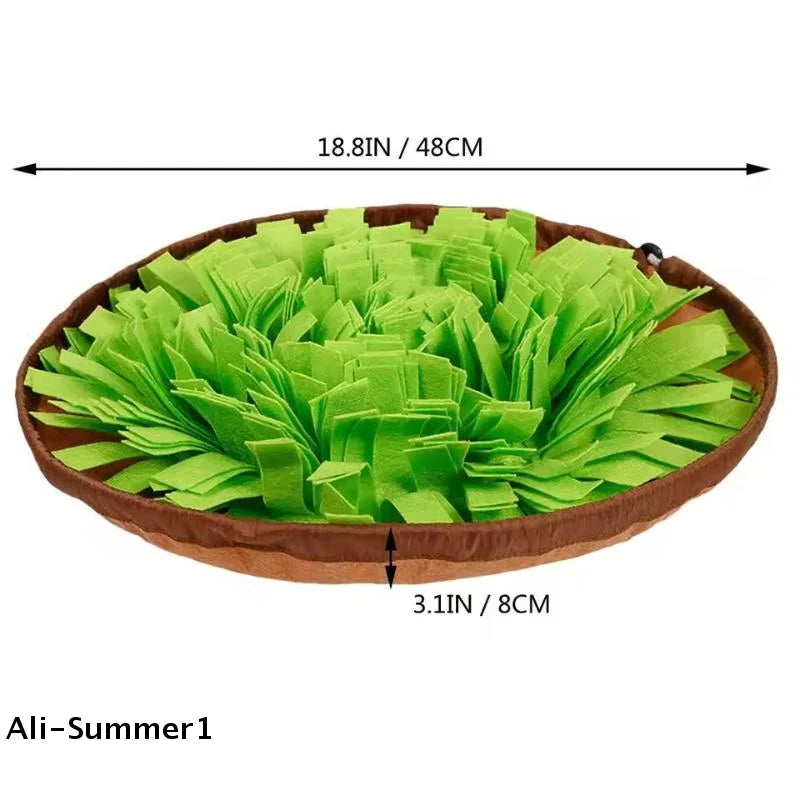 PawHappiness foraging snuffle mat with fabric strips hiding treats for dogs and cats