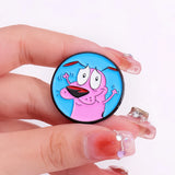 Courage the Cowardly Dog Enamel Brooch | Cute Animal Lapel Pin Gift