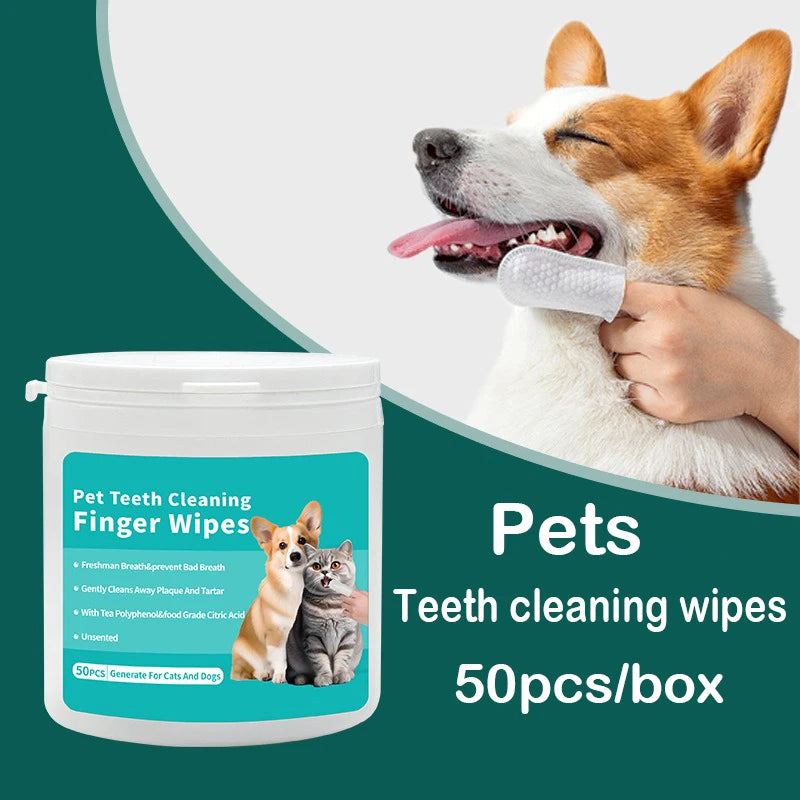 PawHappiness pet finger toothbrush dental wipes for cleaning dogs and cats teeth and gums
