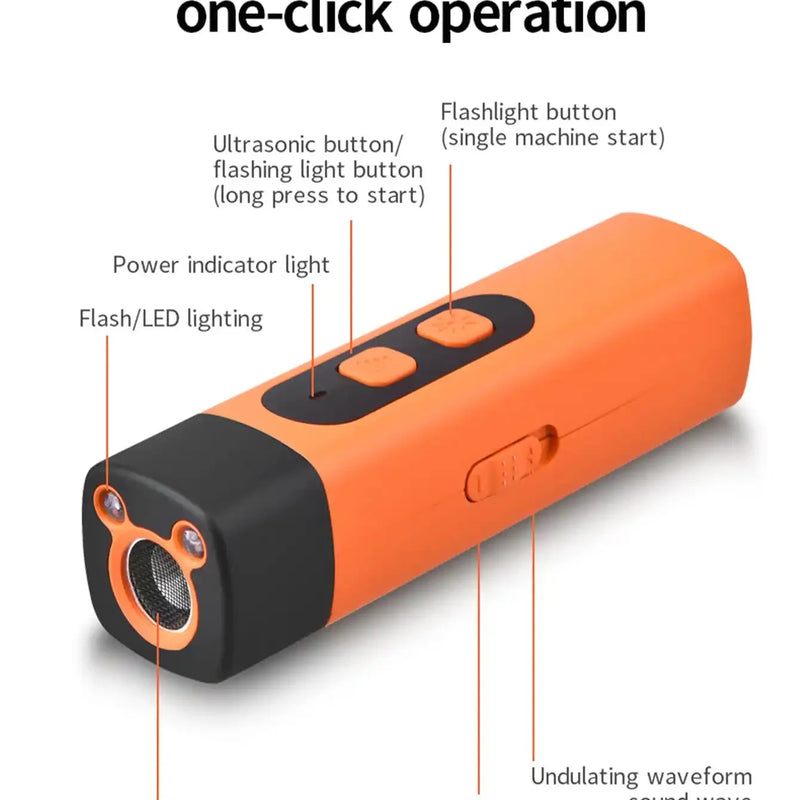 Ultrasonic Dog Bark Deterrent Rechargeable LED Flashlight Pet Training Anti Bark Device for Dogs Control Trainer
