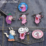Courage the Cowardly Dog Enamel Brooch | Cute Animal Lapel Pin Gift