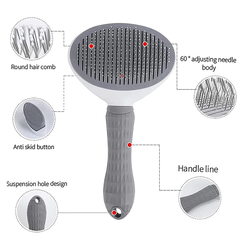 Self-Cleaning Pet Hair Removal Comb | One-Click Fur Brush for Dogs & Cats