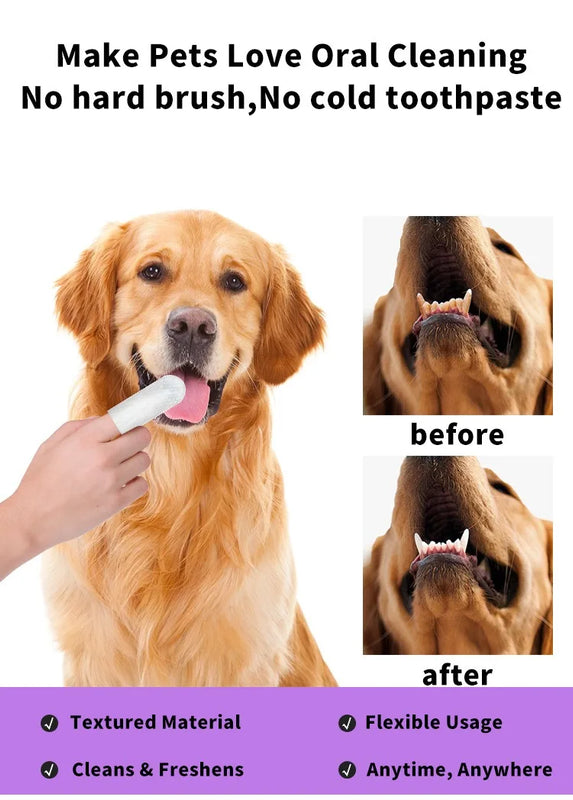 Pet Finger Toothbrush Wipes | Disposable Dental Hygiene Kit for Dogs & Cats