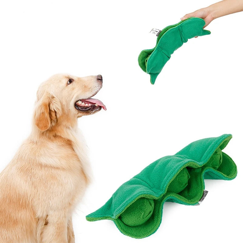 Pea Pod Snuffle Toy | Squeaky Treat-Hiding Plush for Dogs