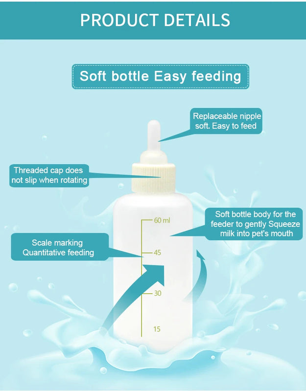 Newborn Puppy & Kitten Feeding Bottle | Hand-Rearing Kit for Small Pets