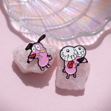 Courage the Cowardly Dog Enamel Brooch | Cute Animal Lapel Pin Gift
