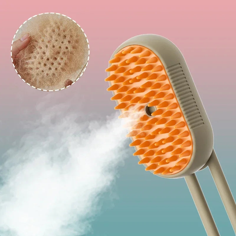 3-in-1 Pet Steam Brush | Spray Massage & Hair Removal Grooming Comb