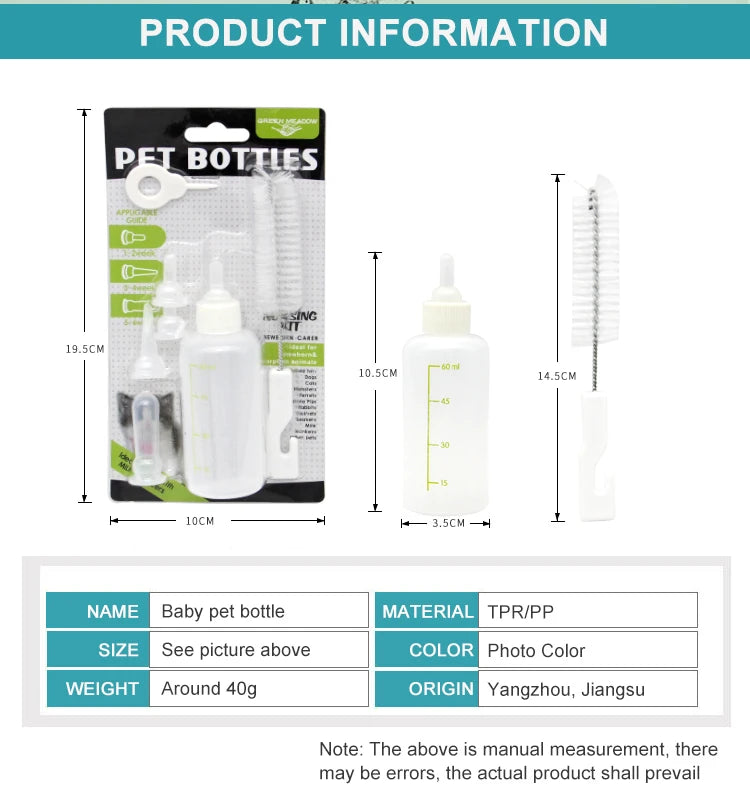 Newborn Puppy & Kitten Feeding Bottle | Hand-Rearing Kit for Small Pets