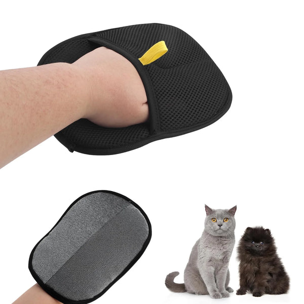 PawHappiness double-sided pet hair removal grooming gloves for de-shedding dogs and cats