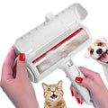 PawHappiness reusable self-cleaning pet hair roller removing fur from a sofa and clothes